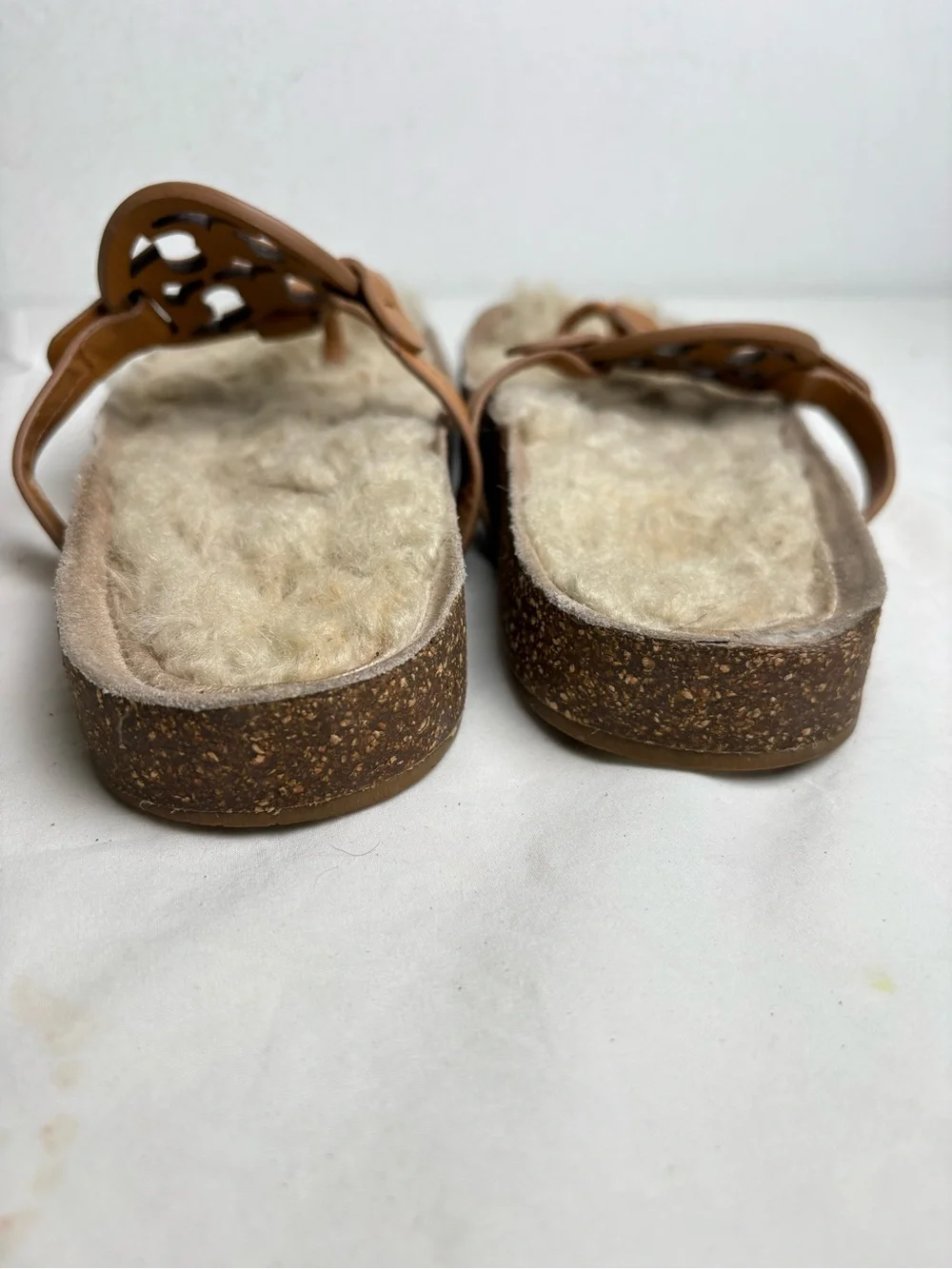 TORY BURCH Miller Cloud Shearling Leather Sandal Caramel/Buttermilk 6